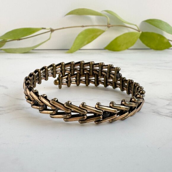 Alex & Ani Gypsy Wrap Bracelet Copper & Brass 1/4" Wide Adjustable Women's Boho - Picture 3 of 9